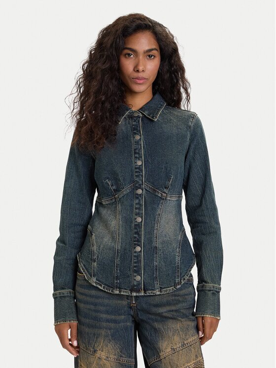 GUESS JEANS cămașă de blugi W5BH47 D4ON3 Regular Fit