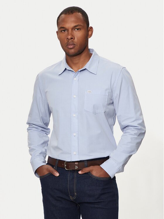 GUESS JEANS Cămașă M4YH35 WGCF1 Albastru celest Slim Fit
