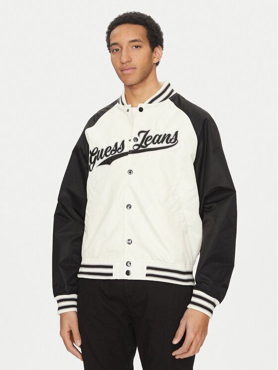 GUESS JEANS Geacă bomber M5GL32 WHAA2 Écru Regular Fit