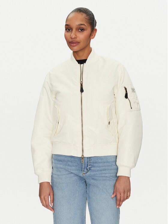 GUESS JEANS Geacă bomber W5RL81 WHAA2 Écru Regular Fit