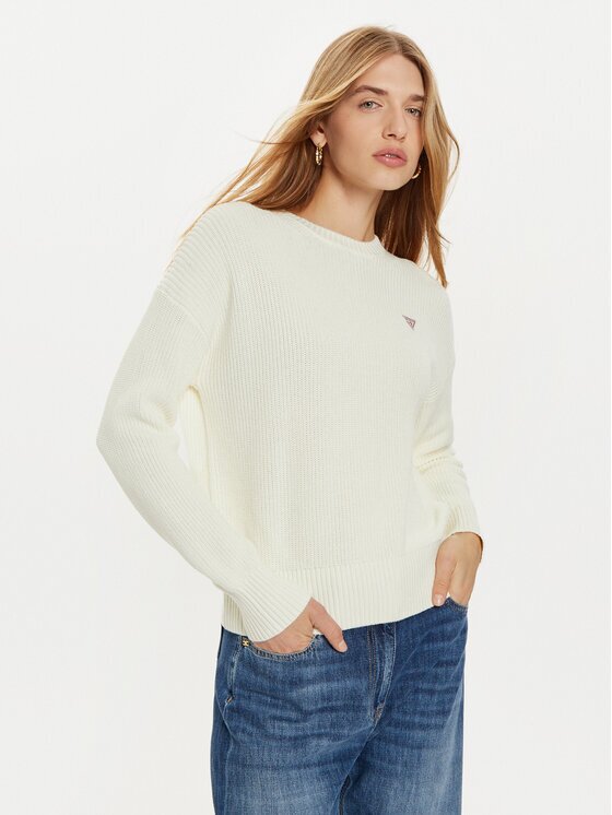 GUESS JEANS Pulover W4BR08 Z3HM1 Écru Regular Fit