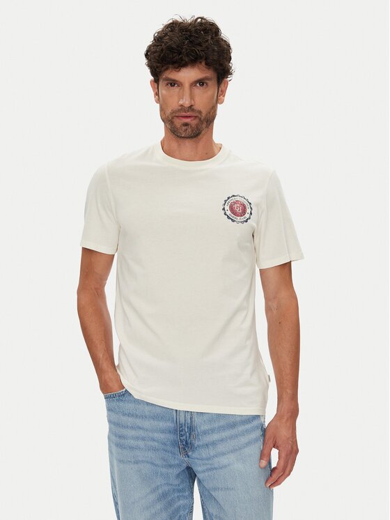 GUESS JEANS Tricou M5YI04 K8HM0 Écru Regular Fit