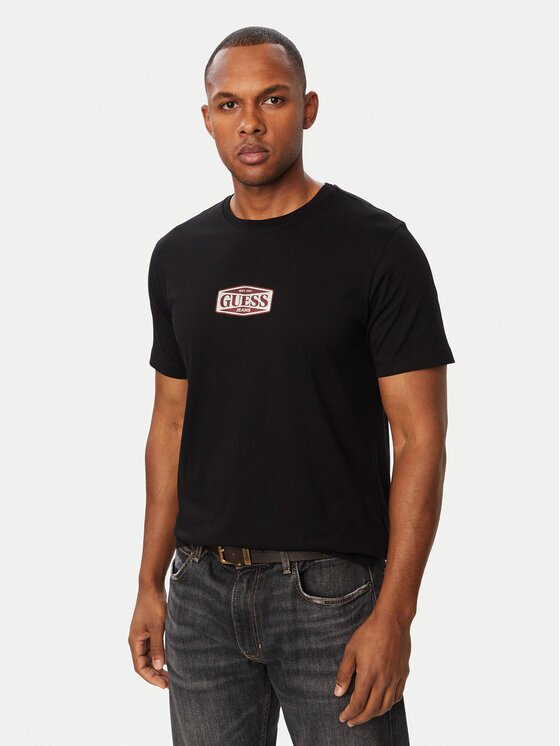 GUESS JEANS Tricou M6BI09 K5324 Negru Regular Fit