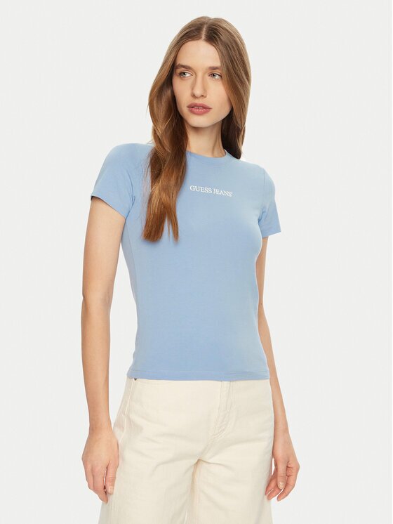 GUESS JEANS Tricou W4YI01 J1314 Albastru celest Regular Fit