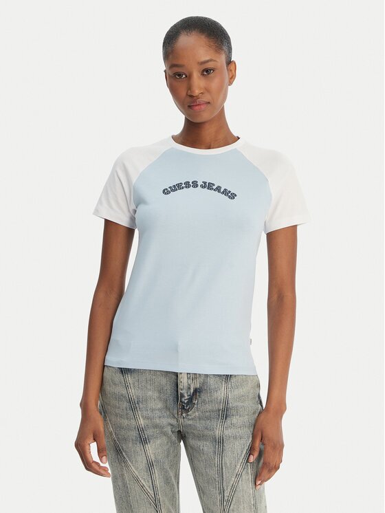 GUESS JEANS Tricou W6GIB0 J1314 Albastru celest Regular Fit