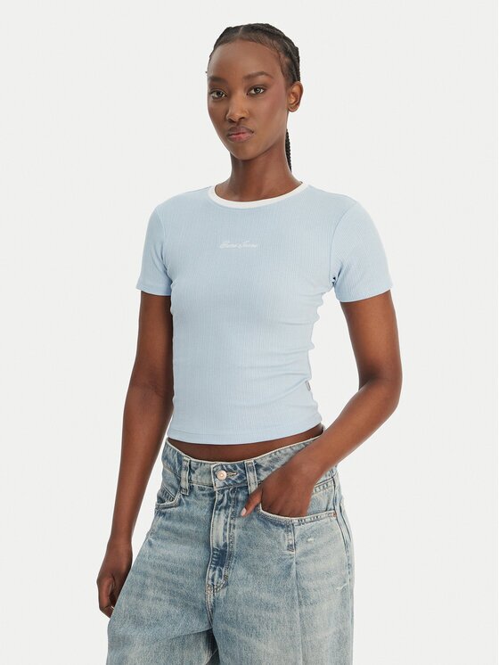 GUESS JEANS Tricou W6GPA9 KF641 Albastru celest Slim Fit