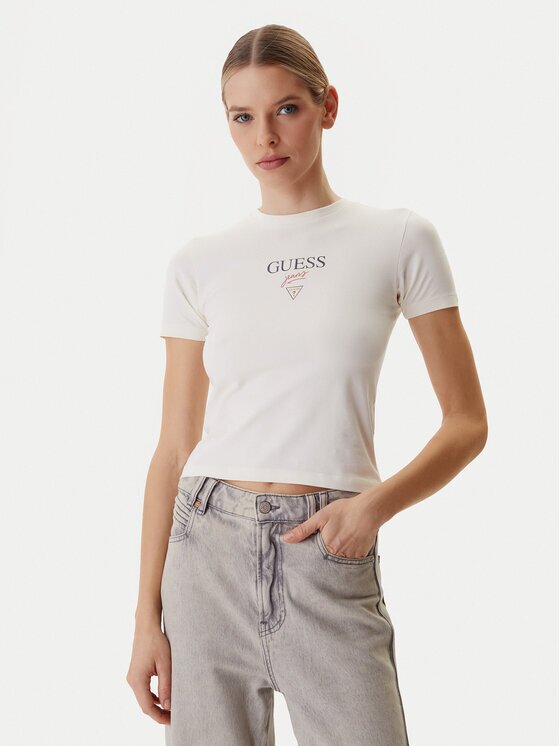 GUESS JEANS Tricou W6RI15 J1314 Écru Regular Fit
