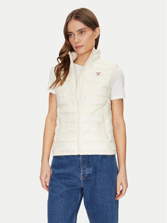 GUESS JEANS Vestă W5RN55 WHAB2 Écru Regular Fit