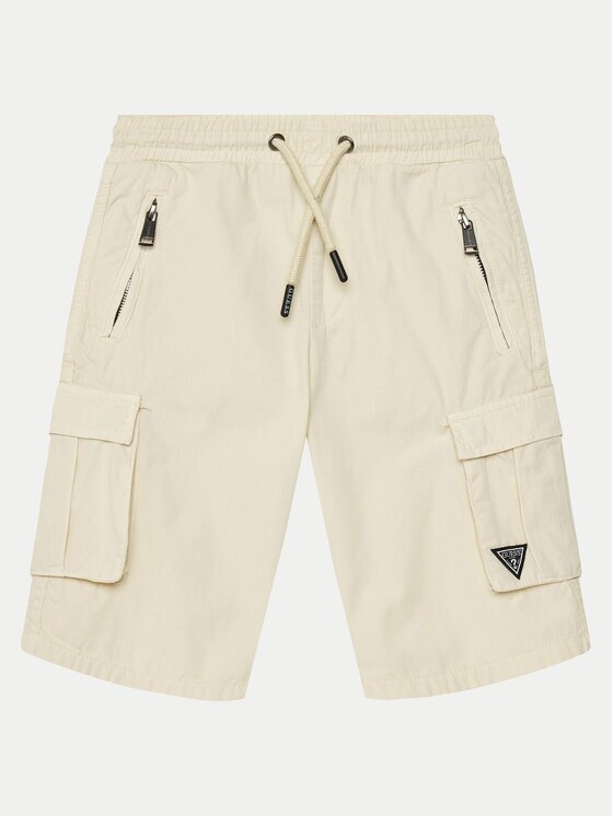 GUESS Pantalon scurți din material L2RD01 D3XN0 Écru Regular Fit