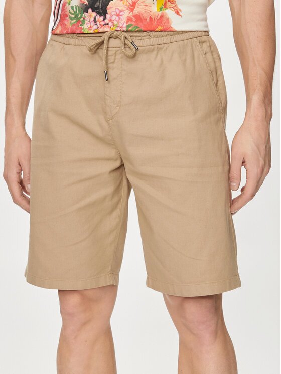 GUESS Pantalon scurți din material Mick M4GD02 WFBXA Kaki Regular Fit