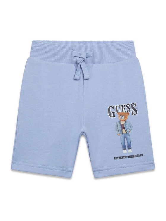 GUESS Pantalon scurți din material N6RD02 KAD74 Albastru celest Regular Fit