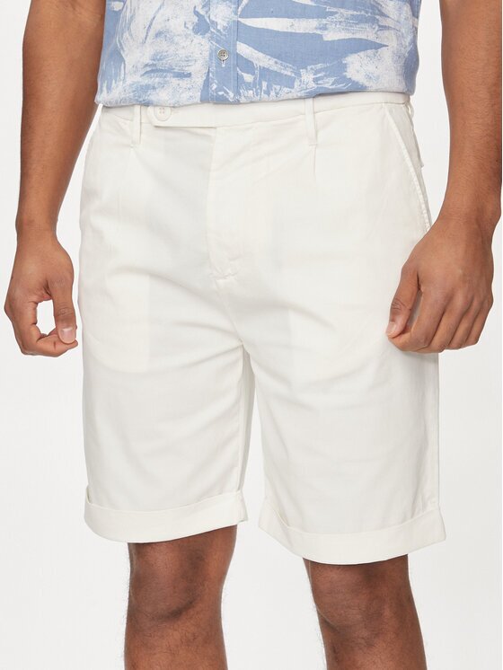 GUESS Pantalon scurți din material Noah M4GD14 WG3QA Écru Slim Fit