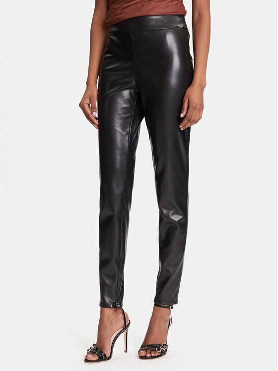 GUESS Pantaloni din imitație de piele New Prescilla Petite W4BB18 WGIK0 Slim Fit