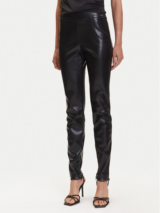 GUESS Pantaloni din imitație de piele New Prescilla Regular W4BB18 WGIK0 Slim Fit