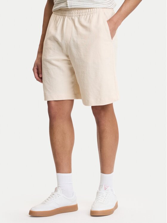 GUESS Pantaloni scurți sport M6GD16 K3088 Écru Regular Fit