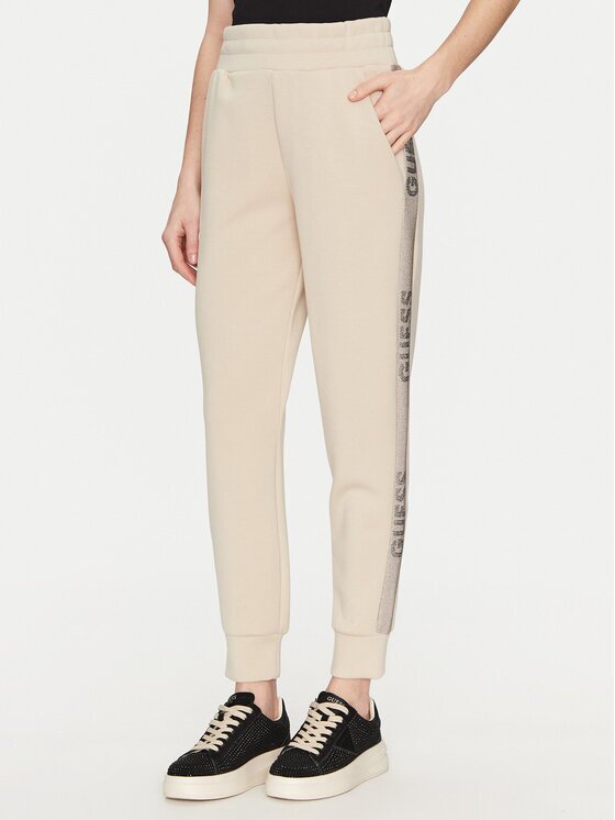 GUESS Pantaloni trening W5RB00 KBYE2 Écru Regular Fit