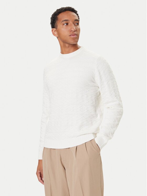 GUESS Pulover M5BR42 Z2ZK2 Écru Regular Fit
