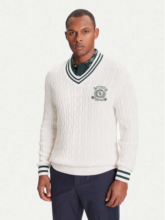GUESS Pulover M5YR12 Z30W1 Écru Regular Fit