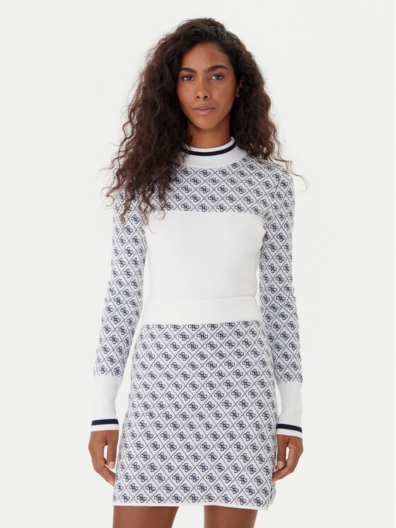 GUESS Pulover W5BR24 Z3JD2 Écru Slim Fit