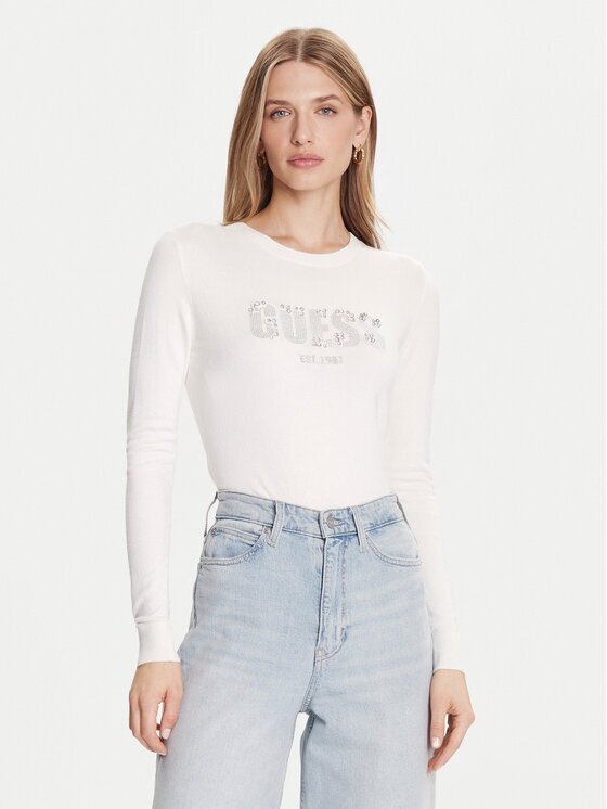 GUESS Pulover W5BR40 Z2NQ2 Écru Regular Fit
