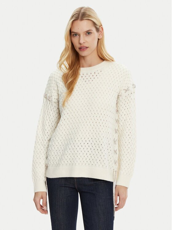 GUESS Pulover W5RR13 Z3KY0 Écru Regular Fit