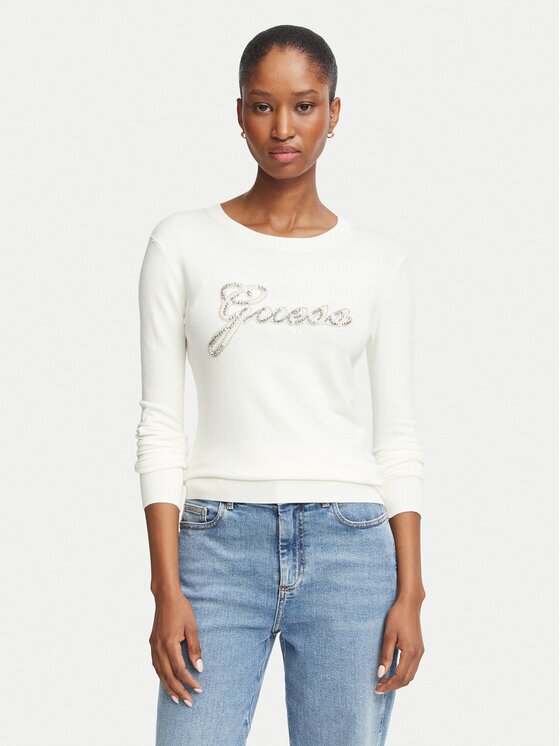 GUESS Pulover W6BR53 Z1454 Crem Regular Fit