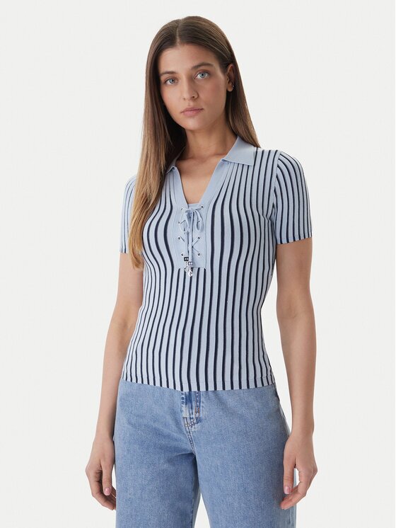 GUESS Pulover W6GR09 Z0590 Albastru celest Regular Fit
