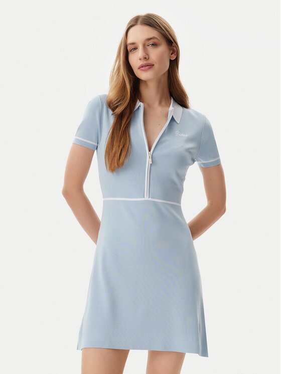 GUESS Rochie tricotată V5GK00 Z3D60 Albastru celest Regular Fit