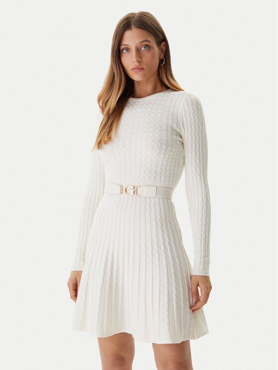 GUESS Rochie tricotată W5BK68 Z2YJ2 Écru Slim Fit
