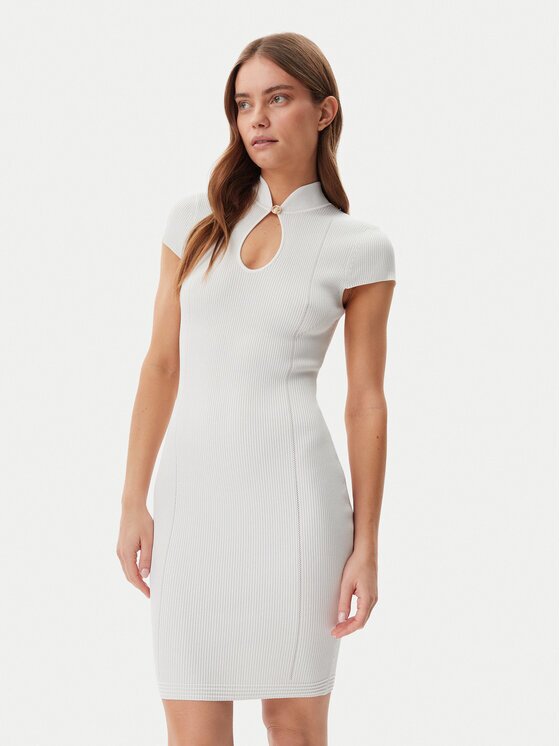 GUESS Rochie tricotată W5GK46 Z3L10 Écru Slim Fit