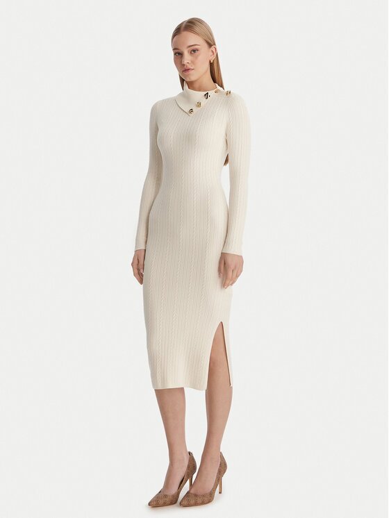 GUESS Rochie tricotată W6RK01 Z2YJ2 Écru Regular Fit