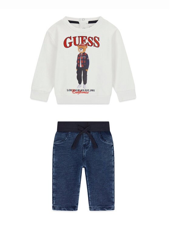 GUESS Set bluză și pantalon I6BG02 K5804 Alb Regular Fit