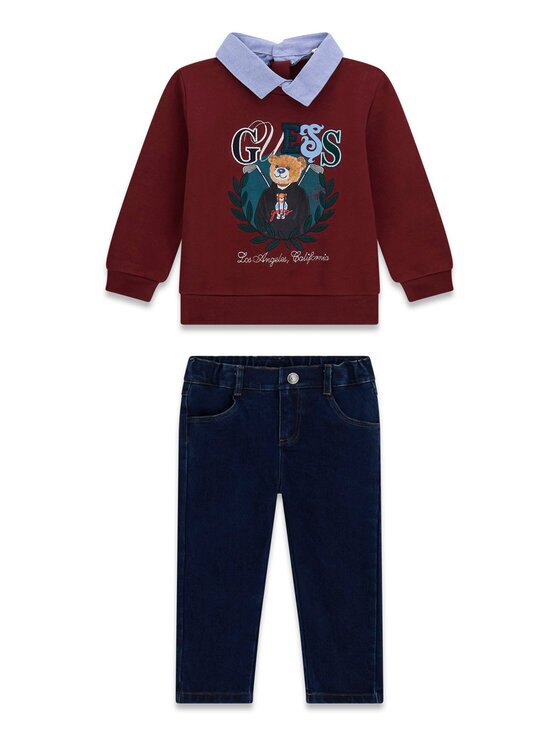 GUESS Set bluză și pantaloni din material N6YG07 K5170 Regular Fit