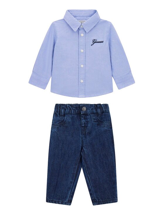GUESS Set cămașă și pantaloni din material textil I6RG03 W9CL0 Regular Fit
