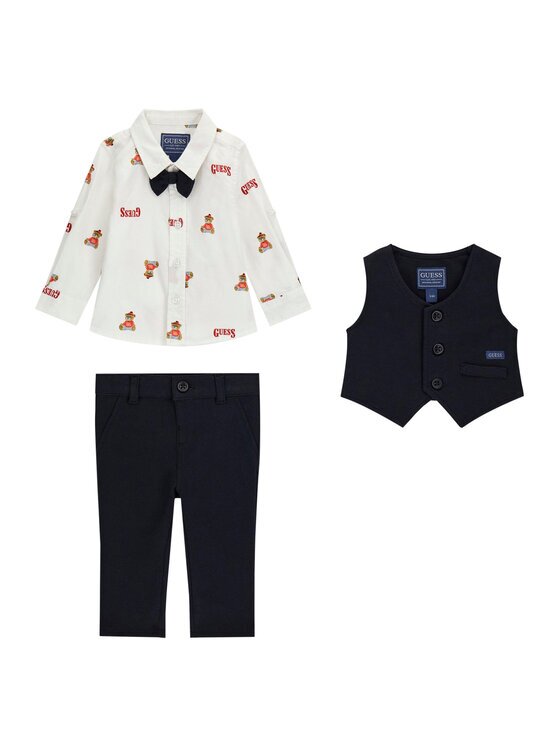 GUESS Set cămașă vestă și pantaloni din material textil I6BG05 K6216 Regular Fit