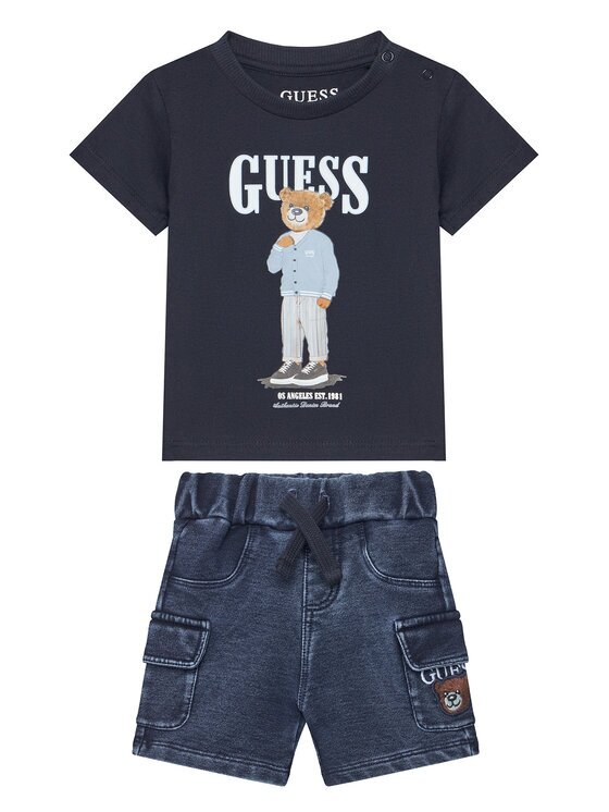 GUESS Set tricou și pantaloni scurți din denim I6GG04 K8HM4 Regular Fit