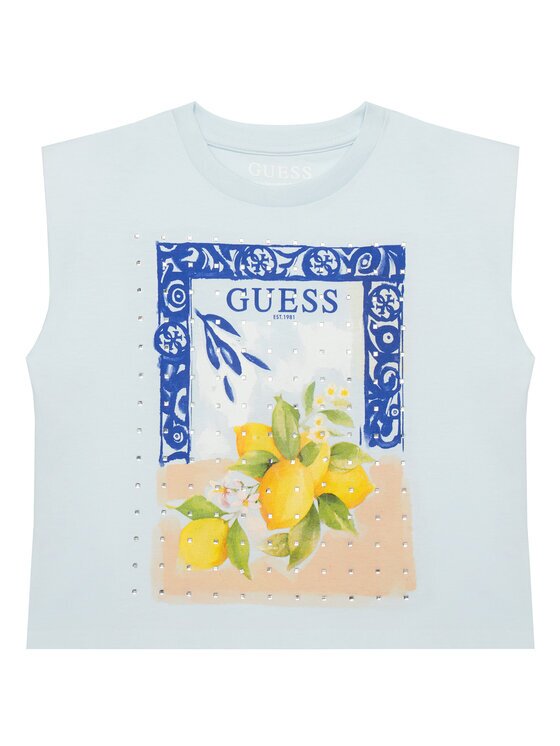 GUESS Top J6GI12 K8HM4 Albastru celest Regular Fit