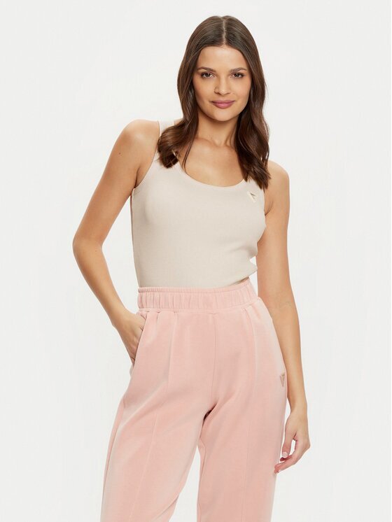 GUESS Top V4YP06 K8RT2 Écru Regular Fit