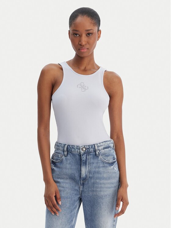 GUESS Top W6RP39 KD092 Albastru celest Regular Fit