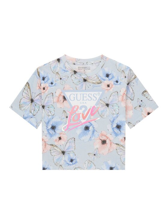 GUESS Tricou J6RI08 K6YW4 Albastru celest Regular Fit