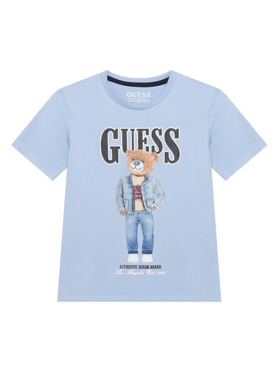 GUESS Tricou L6RI11 K8HM4 Albastru celest Regular Fit