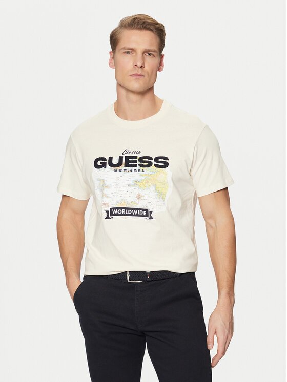GUESS Tricou M5RI10 I3Z14 Écru Regular Fit