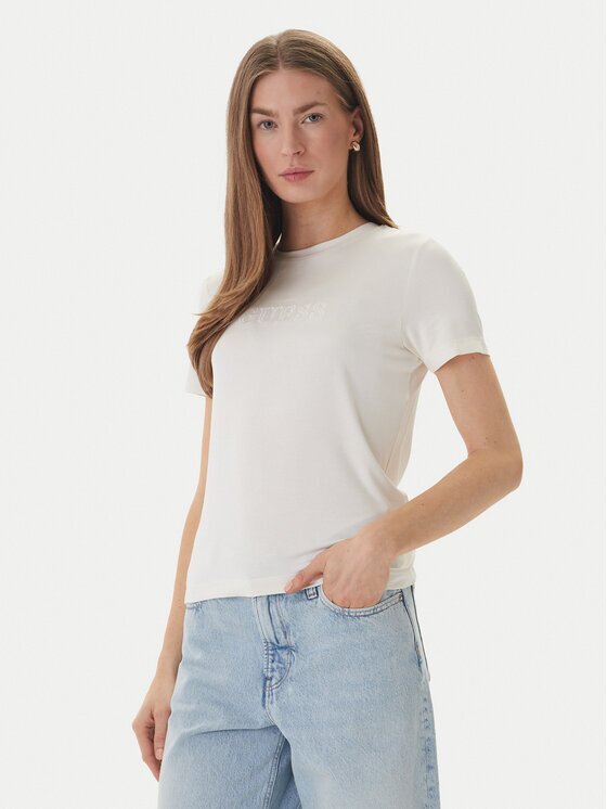 GUESS Tricou O6GI00 KBF92 Écru Regular Fit