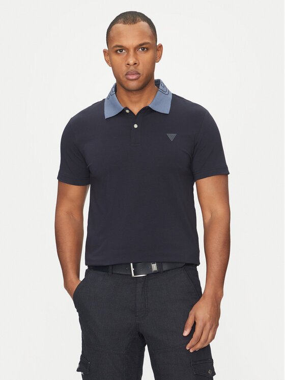 GUESS Tricou polo M5GP66 J1314 Albastru Regular Fit