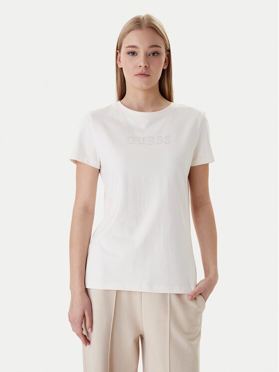GUESS Tricou V3BI11 J1314 Écru Regular Fit