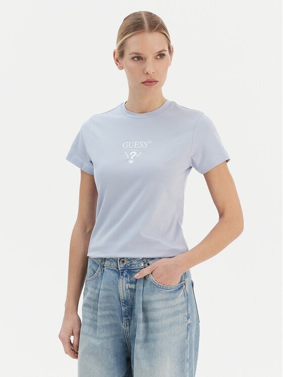 GUESS Tricou V4YI21 KCDH1 Albastru celest Regular Fit