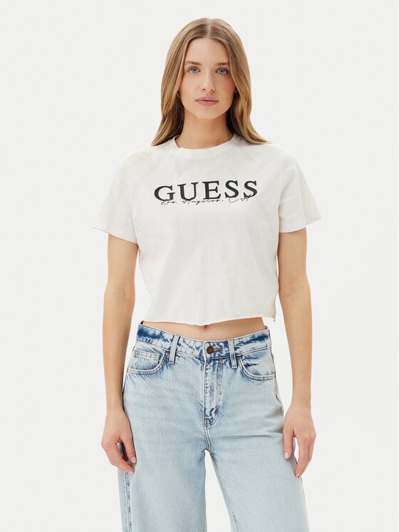 GUESS Tricou V5GI19 I3Z14 Écru Regular Fit