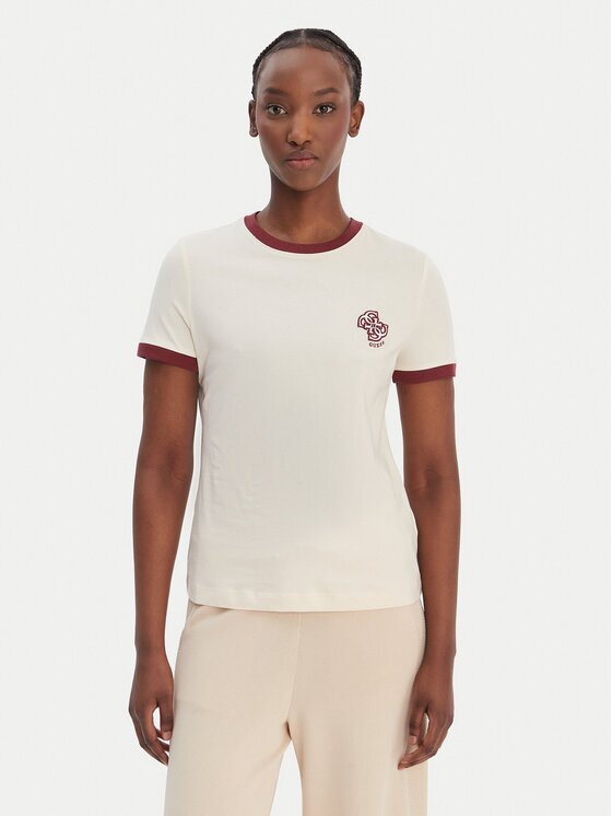 GUESS Tricou V6GI05 K2966 Écru Regular Fit
