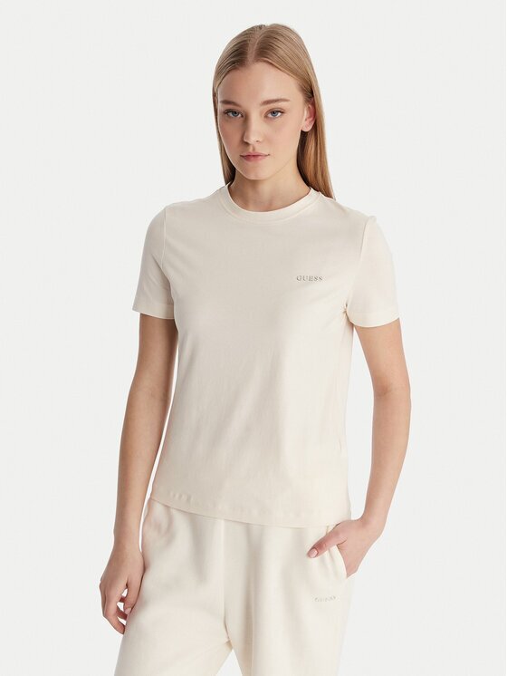 GUESS Tricou V6RI07 J1314 Écru Regular Fit