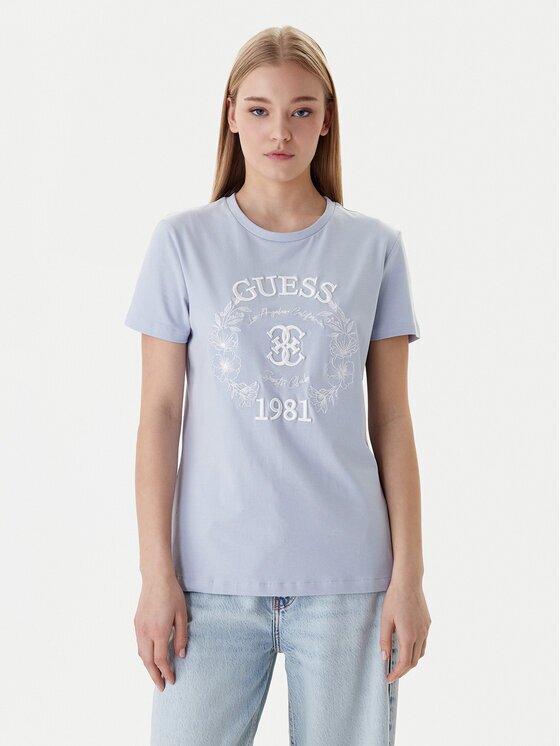 GUESS Tricou V6RI12 J1314 Albastru celest Regular Fit
